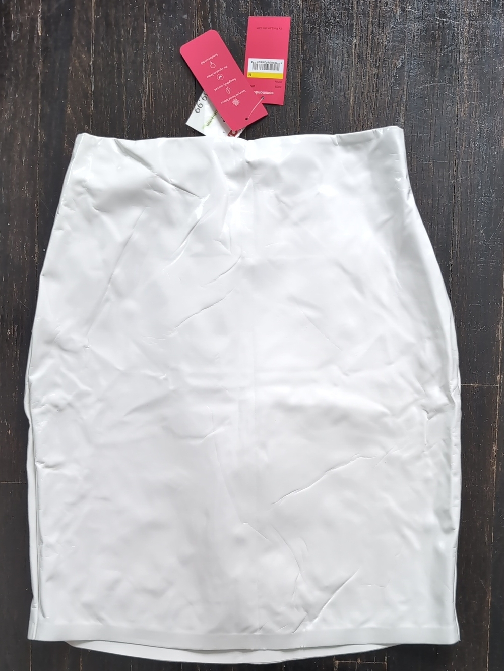Commando White Faux Patent Leather Pencil Skirt